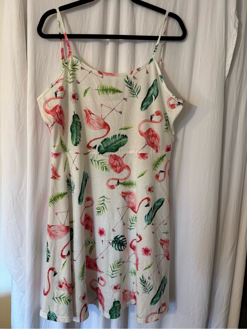 Woman’s Flamingo 🦩 Print White Sundress Size XXL ☀️🏖️🌊